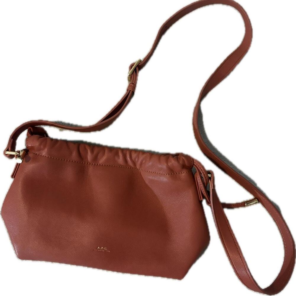 APC Ninon Mini Red Brown Faux Leather Designer Crossbody Minimalist Shoulder Bag